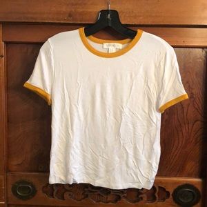Forever 21 white ringer s/s crop top sz med
